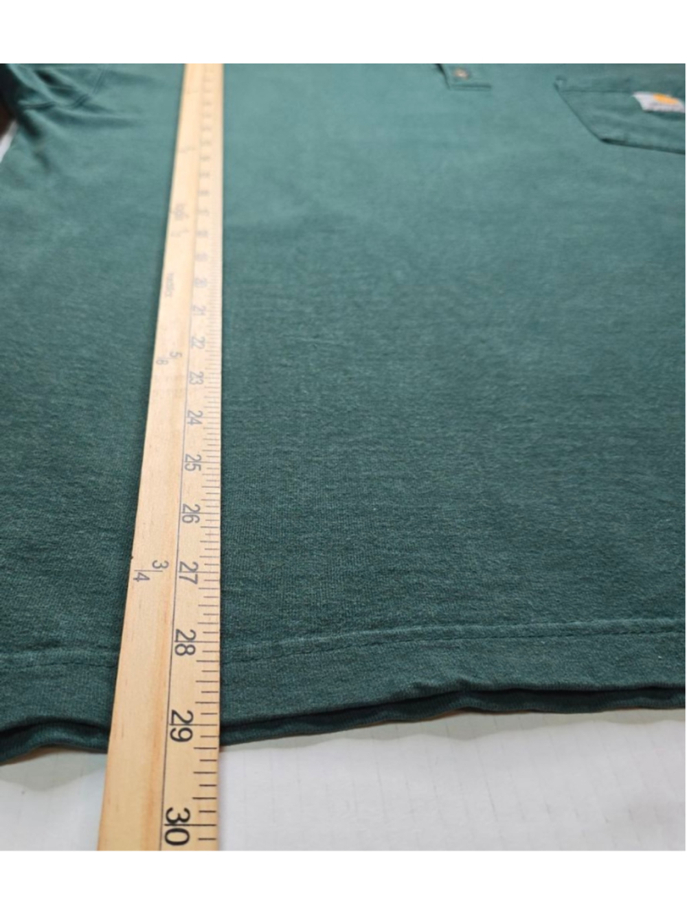 Men's Carhartt Green Short Sleeve Henley Tee L - Picture 3 of 9